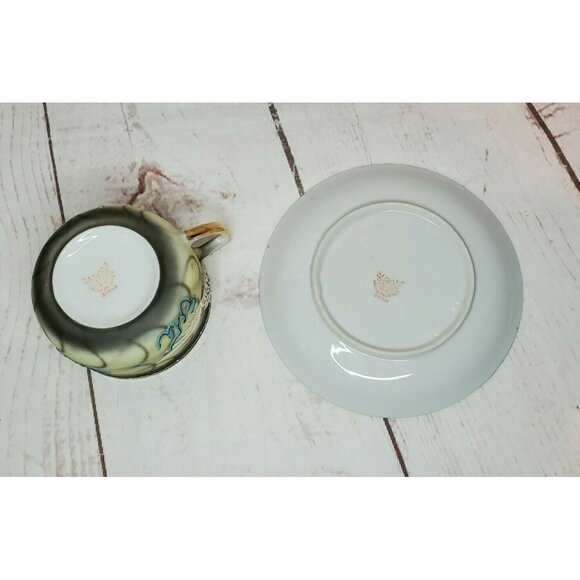 Vintage Japanese Dragonware Teacup & Saucer Set Moriage Demitasse Hand Painted - Picture 11 of 11
